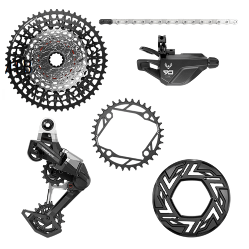 Grupo de Peças SRAM 90 Eagle T-Type A1 E-MTB BCD 165mm Câmbio, Trigger, 34T BCD, Corrente GX e XS-1275 - Sem Pedivela