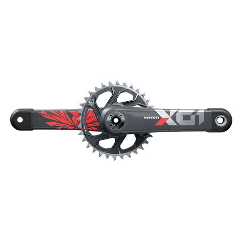 Pedivela SRAM X01 Eagle Boost 148 DUB C2 12 vel. 175mm com Coroa Direct Mount 32T X-Sync 2 sem Central e Rolamento Preto e Vermelho